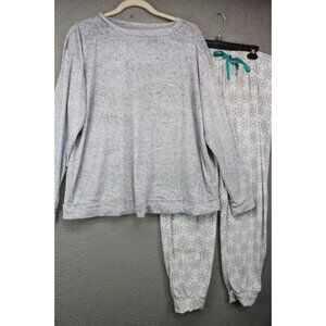 Cuddl Duds Mink Fleece Long Sleeve Pajama Set-Size Large-Pockets-Very Soft